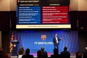 Der FC Barcelona stellt die Ergebnisse der Finanzprüfung vor.