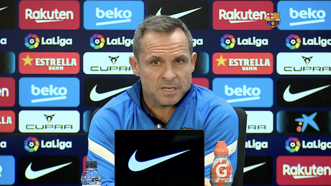 Sergi Barjuan auf der Pressekonferenz vor dem Spiel gegen Celta Vigo.