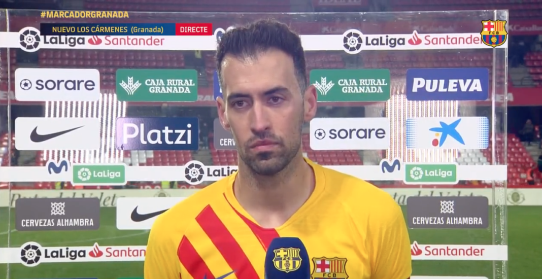 Sergio Busquets nach dem 1:1 des FC Barcelona beim FC Granada.
