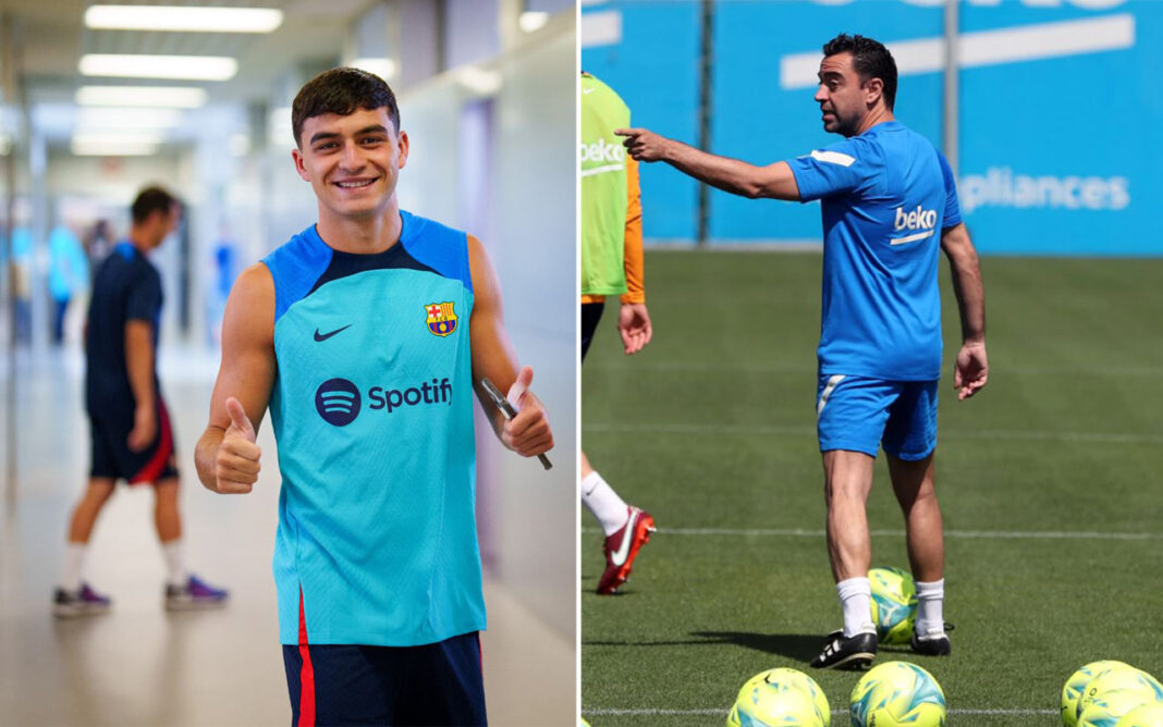 Trainingsauftakt-FC-Barcelona-Pedri-Xavi-Barca